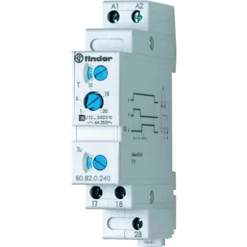 Finder Time Relay Stern-/Triangle (Tu = 0,05 - 1 s) 80.82.0.240.0000 80.82.0.240.0000 12 - 240 V DC/AC 2 Normally Open Contact 6 A 40 (80.82.0.240.0000)