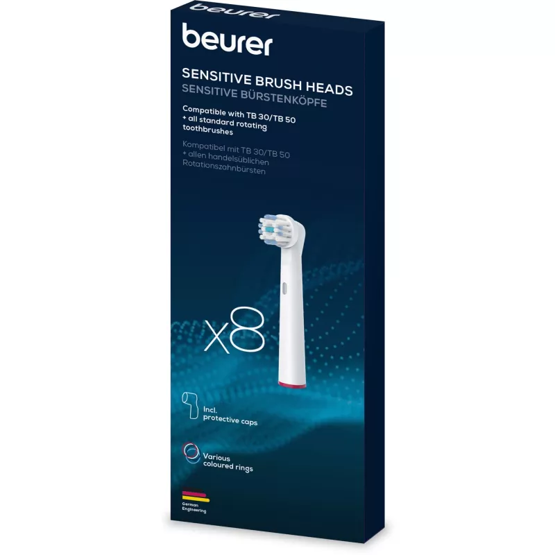 Replacement brush head Beurer TB 30/50 Clean 8x for electric toothbrush, pack of 8