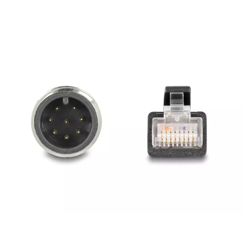 Network Cable DeLOCK M12 Cable A-coded 8 pin male to RJ45 male Cat5e 5 m Black