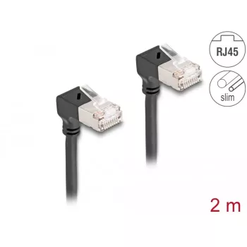 DeLOCK RJ45 Network Cable Cat.6A S/FTP Slim 90° downwards 2 m black