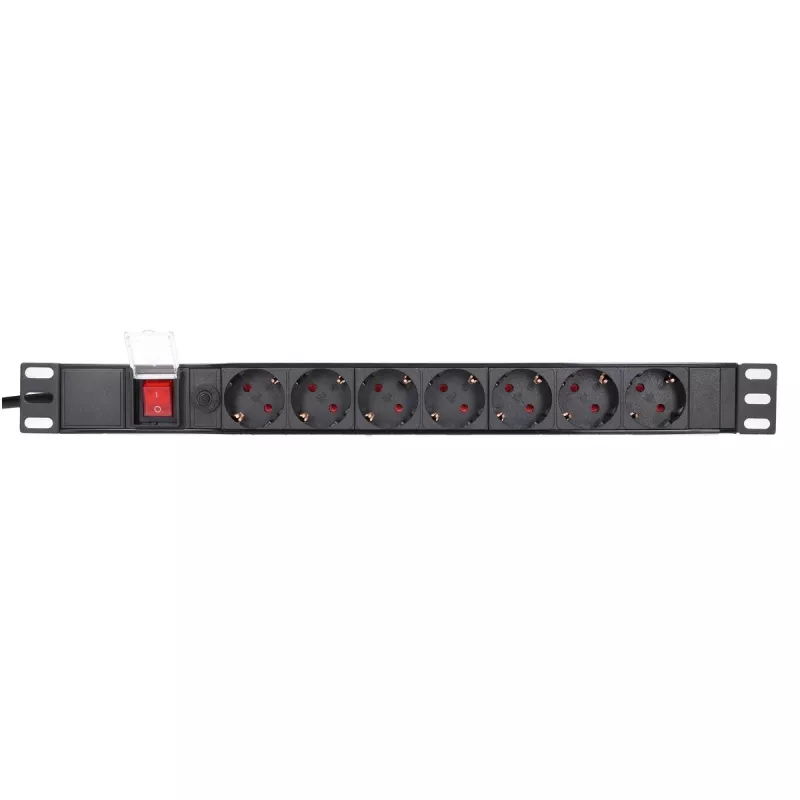 Extralink EXPDU7EU SW 19 inch 1U 7-Outlet EU Power Distribution Unit with Switch, 2m Cable, Black