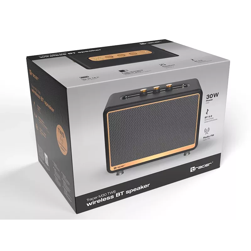 Stereo Portable Speaker Tracer M30 TWS BT Black, Gold