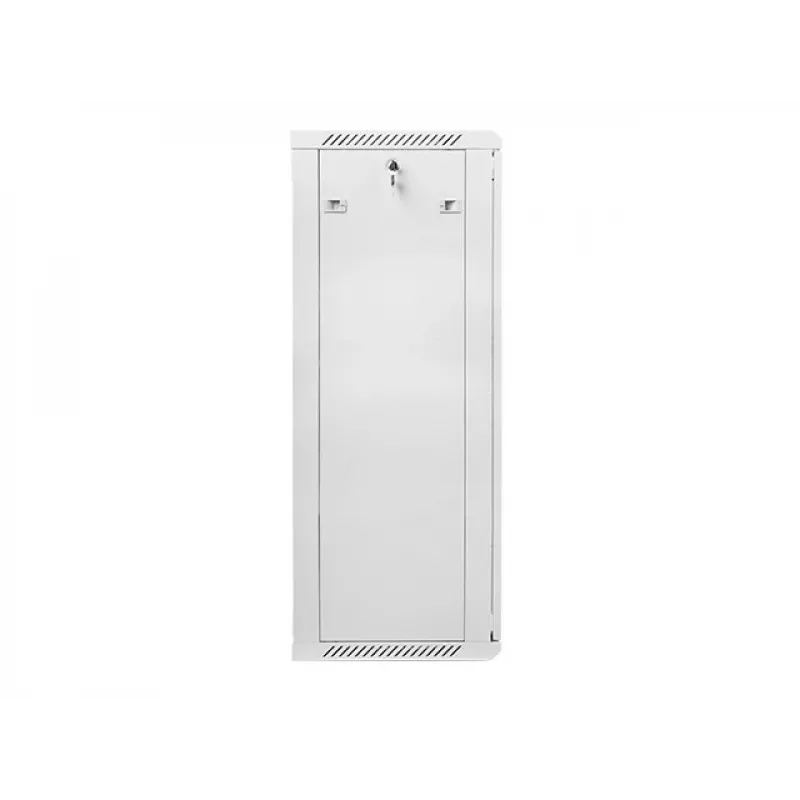 Lanberg WF01-6427-10S 27U 19 inch Wall-Mount Rack Cabinet 600x450mm, Tempered Glass Door, IP20, 60kg Load, White RAL9003, Flat-Pack