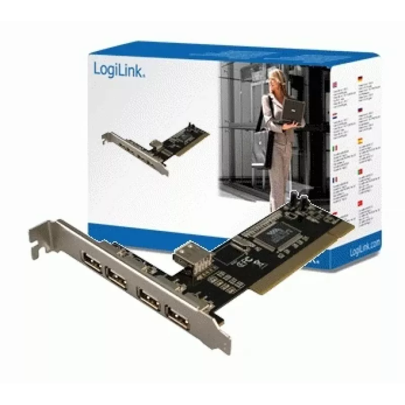 LogiLink PC0028 USB 2.0 PCI Card, 4 External + 1 Internal Port