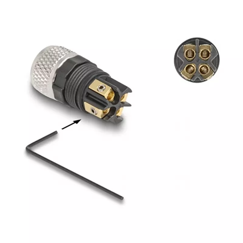 DeLOCK M8 Connector A-coded 4 pin female screw connection 60532