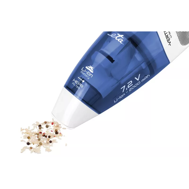 Handheld vacuum ETA ETA144290000 — dry & wet, HEPA, cyclonic, 0.5 L, 15 min runtime, 1.03 kg, white/blue