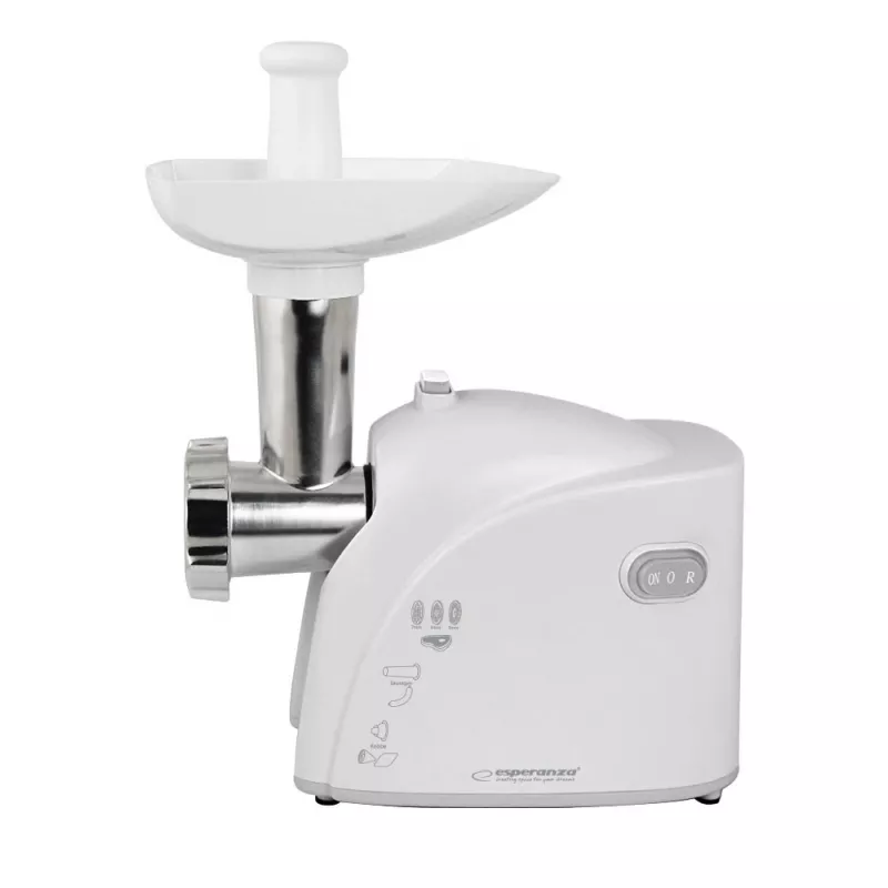 Electric meat grinder ESPERANZA EKM032 — 2200W, white, 3 strainers, kebbe and sausage attachments