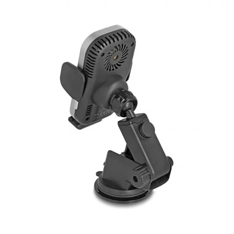 Active car holder DELOCK 66939 for mobile phones — suction cup mount, Black/Grey, wireless charging compatible