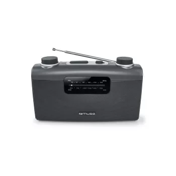 Portable radio Muse M-058 R — AM/FM, rotary volume, battery or AC (230V, 50Hz), black/grey