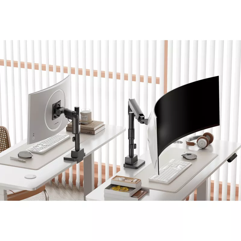 Monitor mount DIGITUS Single, clamp, 57 inch max, 27 kg capacity, VESA 75x75–100x100, height adjustable, tilt -75° to 75°, black