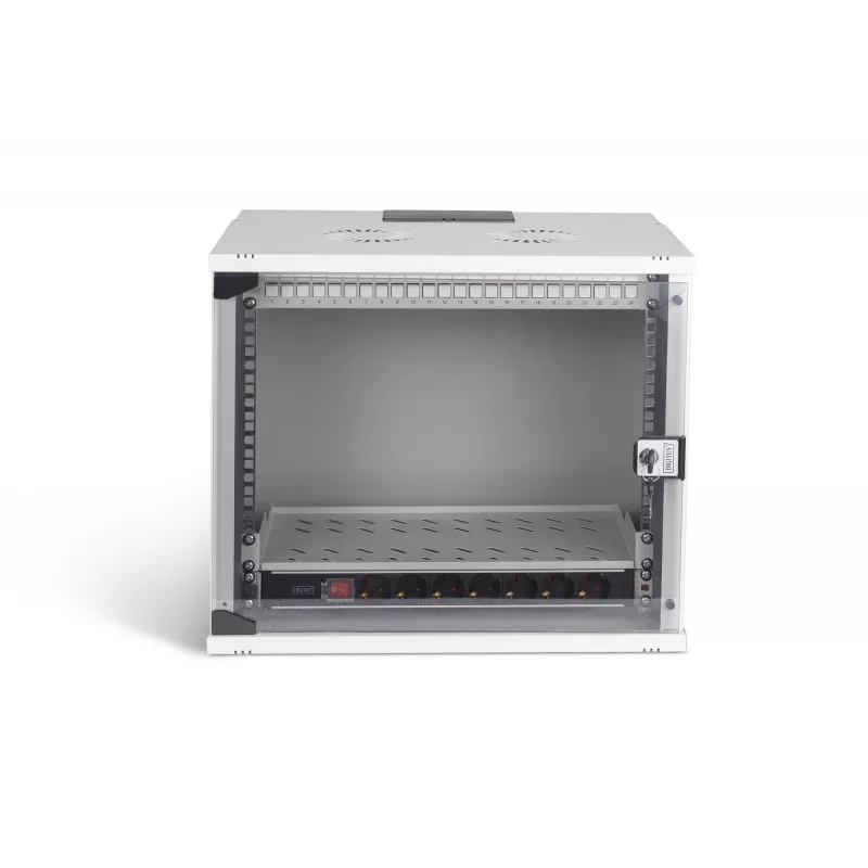 DIGITUS SOHO Pro 19 inch 9U Wall-Mounted Network Rack Set, 540 x 400 mm, IP20, Key Lock, 60 kg