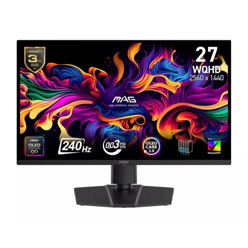 Monitor | MSI | MAG 273QP QD-OLED X24 | 26.5 | Gaming | Matte | Panel QD-OLED | 2560x1440 | 16:9 | 240Hz | 0.03 ms | Colour Black | MAG273QPQD-OLEDX24