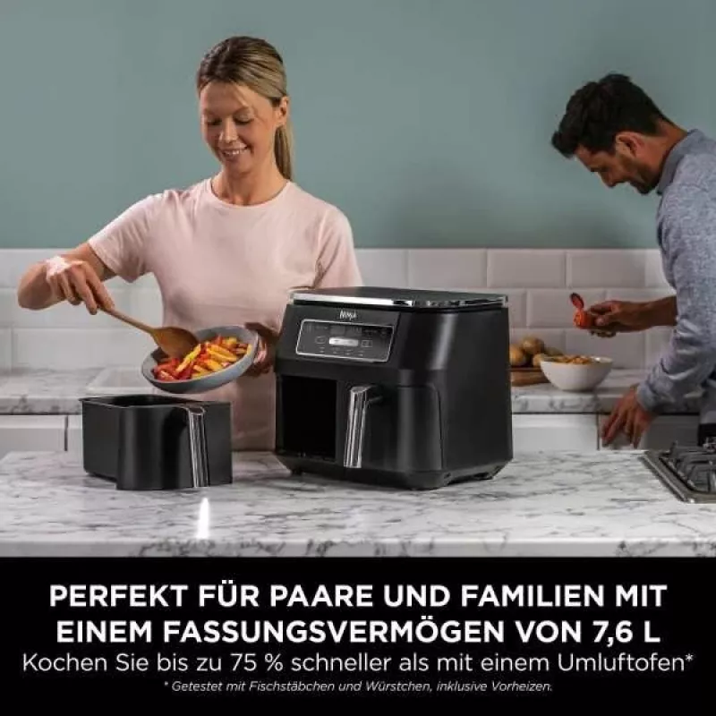 Ninja AF200EU fryer Double 7.6 L Stand-alone 2400 W Hot air fryer Black