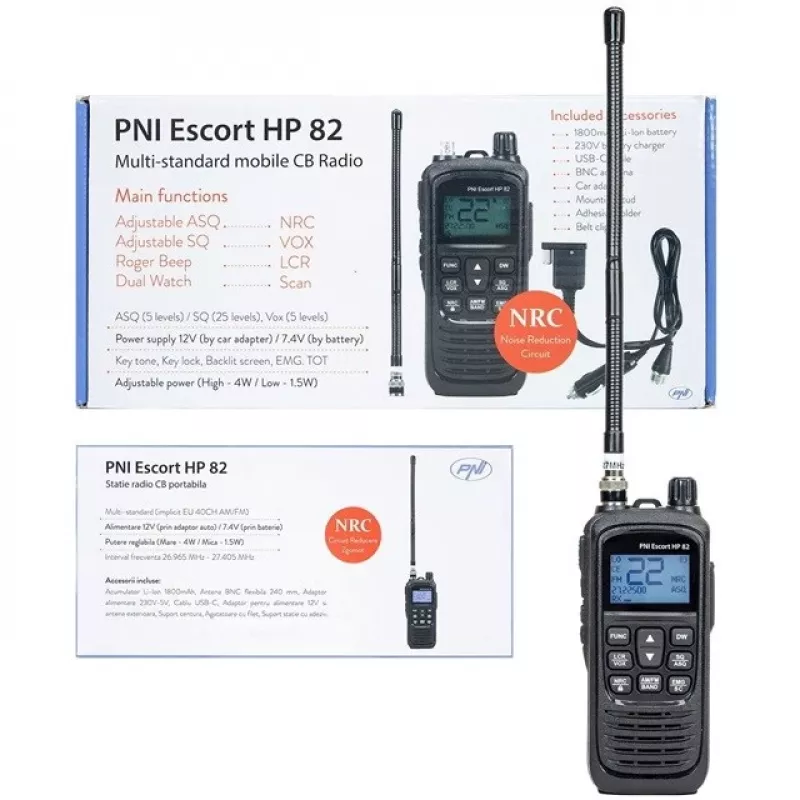 CB Radio Station PNI Escort HP 82 Portable 4W 12V Handheld Base Unit