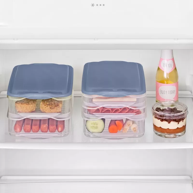 Food storage container set Rotho Rondo 2×0.75L + 1×1.35L transparent blue airtight stackable
