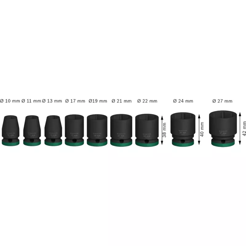 Impact socket set Bosch Powertools PRO 1/2 inch 9-piece, black