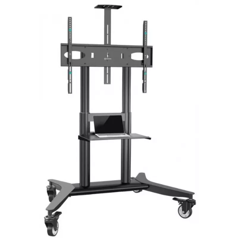 Mobile TV Stand ONKRON TS1871-B for 55–90 inch TVs, Black, Height-adjustable, Wheels
