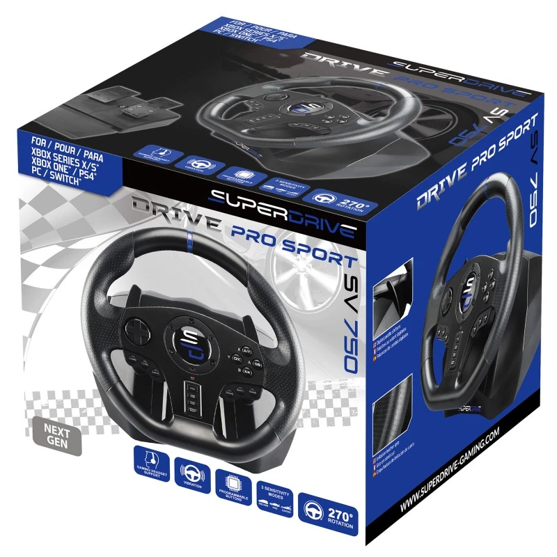 Steering Wheel + Pedals Subsonic SV750 Black 270° Rotation USB