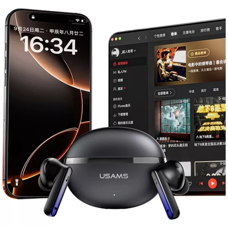 Bluetooth headphones Usams TWS E02 ANC+ENC black