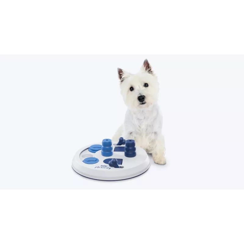 Interactive dog puzzle toy Trixie Flip Board for treats and food dispensing, plastic, 22 cm diameter, non-slip base, for small breeds 5–10 kg