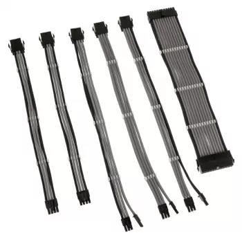 Braided Cable Extension Kit Kolink Core Adept — 6-piece PSU & motherboard extensions, PET jacket, copper conductors, lengths 300–350 mm