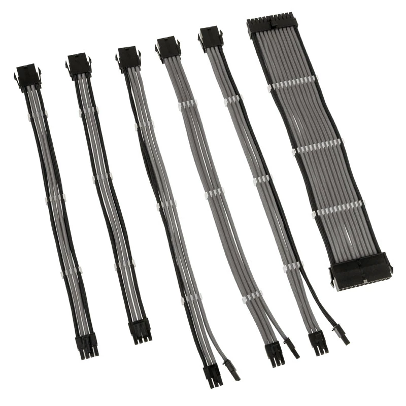 Braided Cable Extension Kit Kolink Core Adept — 6-piece PSU & motherboard extensions, PET jacket, copper conductors, lengths 300–350 mm