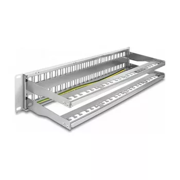 DeLOCK 19 inch Keystone Patch Panel 48 port with strain reliefs 2U grey