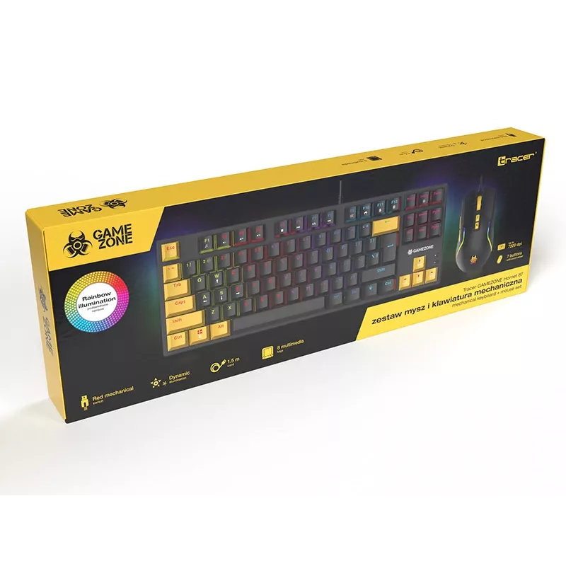 Tracer HORNET 87 keyboard Mouse included Gaming USB QWERTY English Black, Yellow