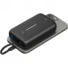 Powerbank 20.000 mAh, integrated USB-C cable 13cm, 30 Watt (black, 20 Ah, 1x USB-A, 2x USB-C, PD, QC)