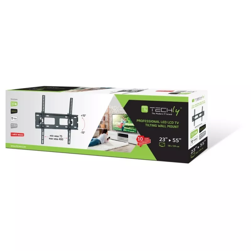 Techly 23-55 inch Wall Bracket for LED LCD TV Tilting” ICA-PLB 131M