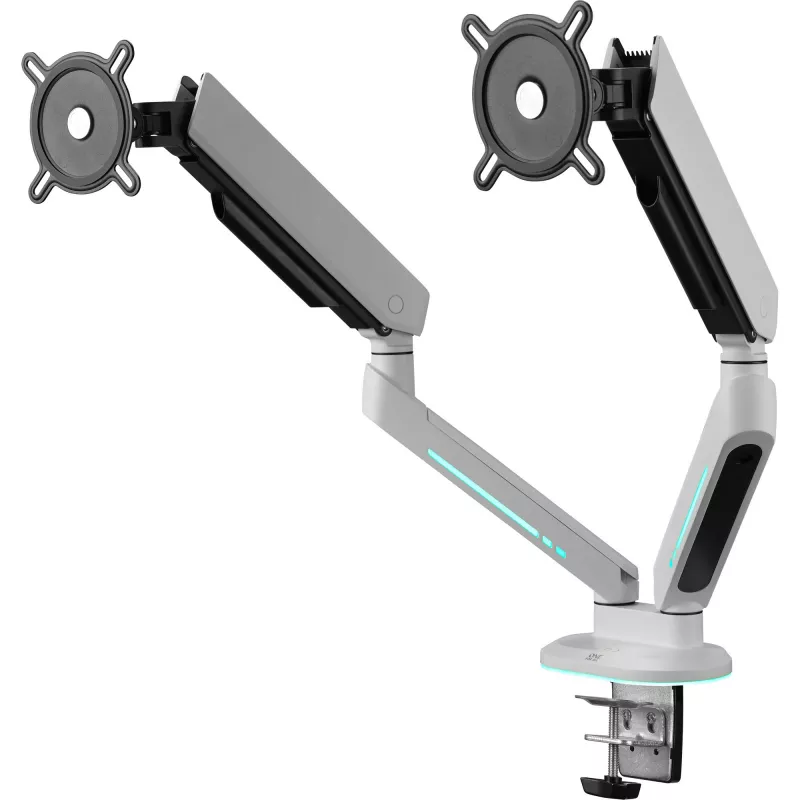 Universal Gaming Dual Monitor Arm (DM8220), Monitor Mount White, RGB