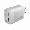 CANYON charger OnCharge 65RC with built-in USB-C cable 65W, 1x PD, 1x QC, EU plug, White