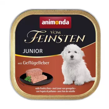Wet dog food Animonda Vom Feinsten Junior with Poultry Liver 150 g, 10% protein, 7% fat