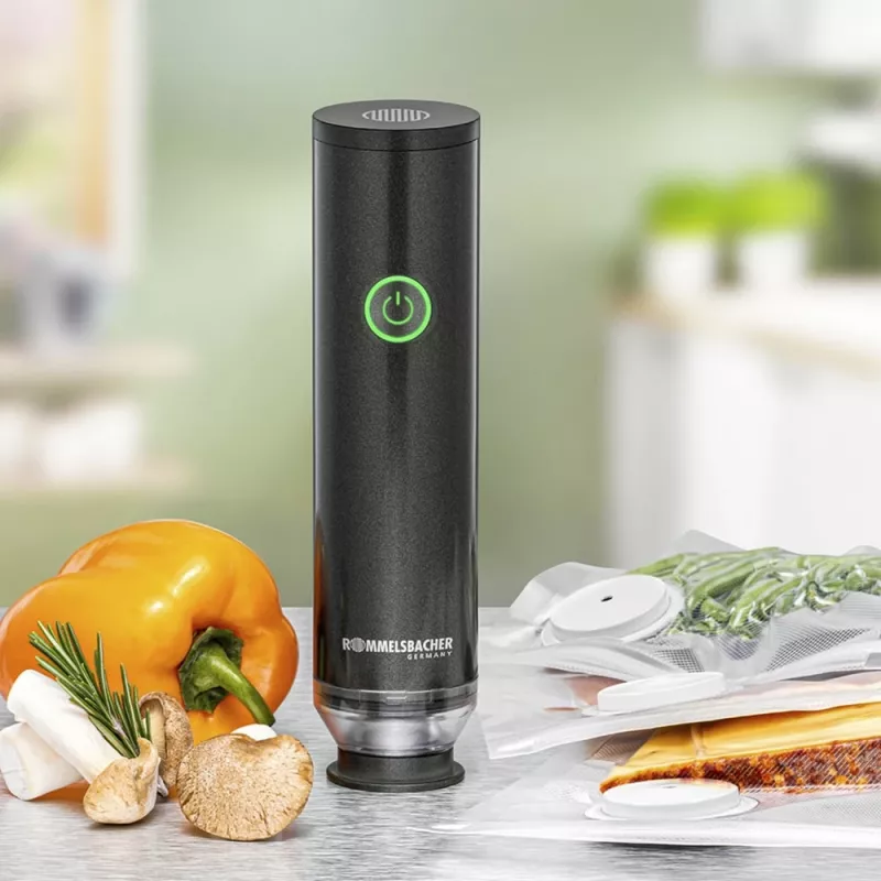Hand-held vacuum sealer Rommelsbacher VAC 253/S, battery operated, anthracite, with 3 glass containers