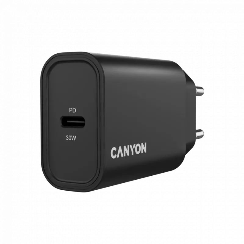 Wall charger CANYON OnCharge 30CL 30W PD 1-port EU plug Black