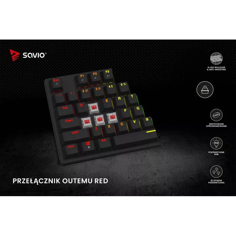 Mechanical Keyboard RGB Tempest X2 Outemu Red Savio Savgk-tempest X2 Red