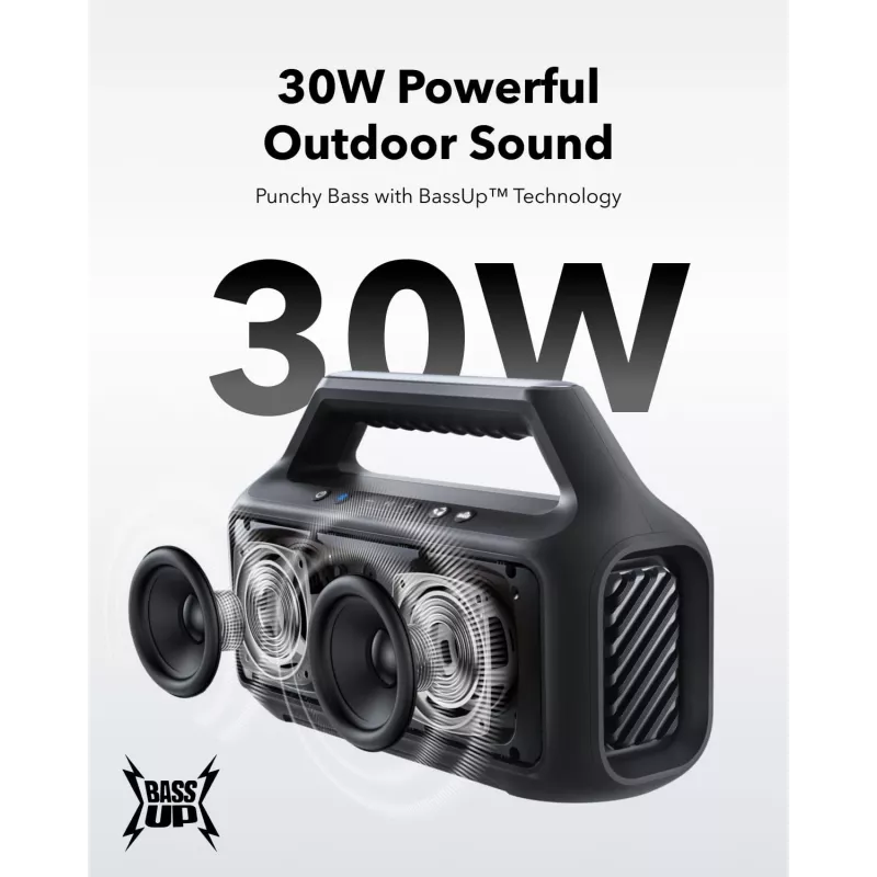 Stereo portable speaker Anker Soundcore Boom 2 SE — 2.0 channels, 30 W RMS, wireless, black