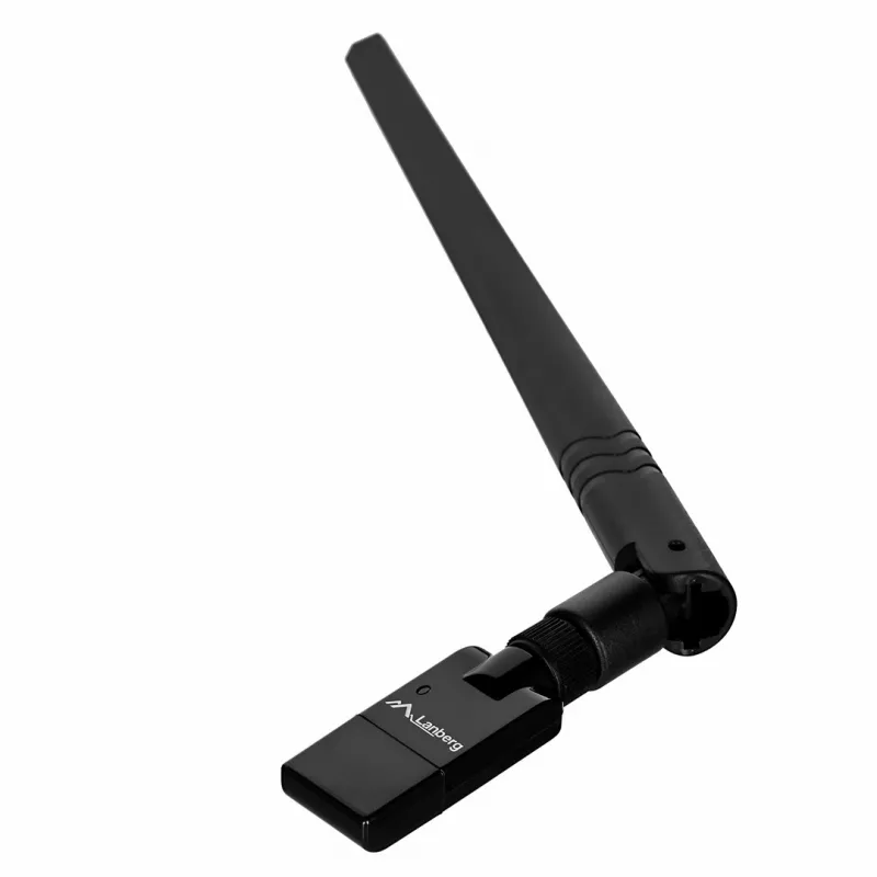 USB Wi‑Fi Adapter LANBERG NC-0300-WIE, USB 2.0, Dual External Antennas 5 dBi, WLAN 300 Mbps, Ethernet/WLAN, Black