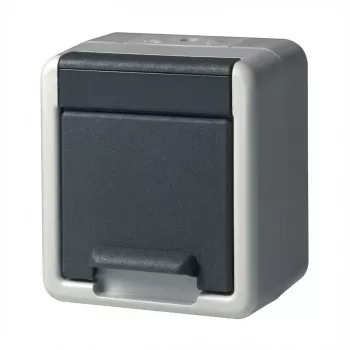 GIRA Schuko Surface-Mounted Socket Outlet 444030, single, gray