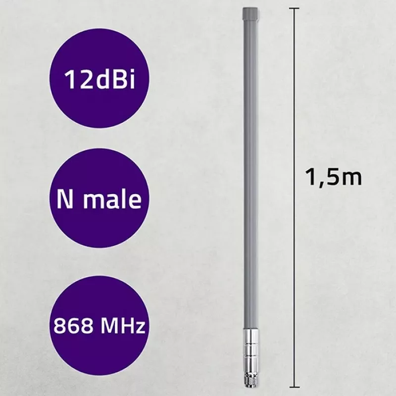 Outdoor LoRa antenna QOLTEC 12 dBi 868 MHz, 1.5 m cable