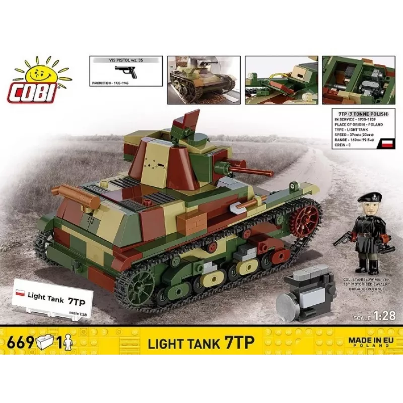 Cobi Building Blocks Light Tank 7TP model, 669 pieces, COBI-2661
