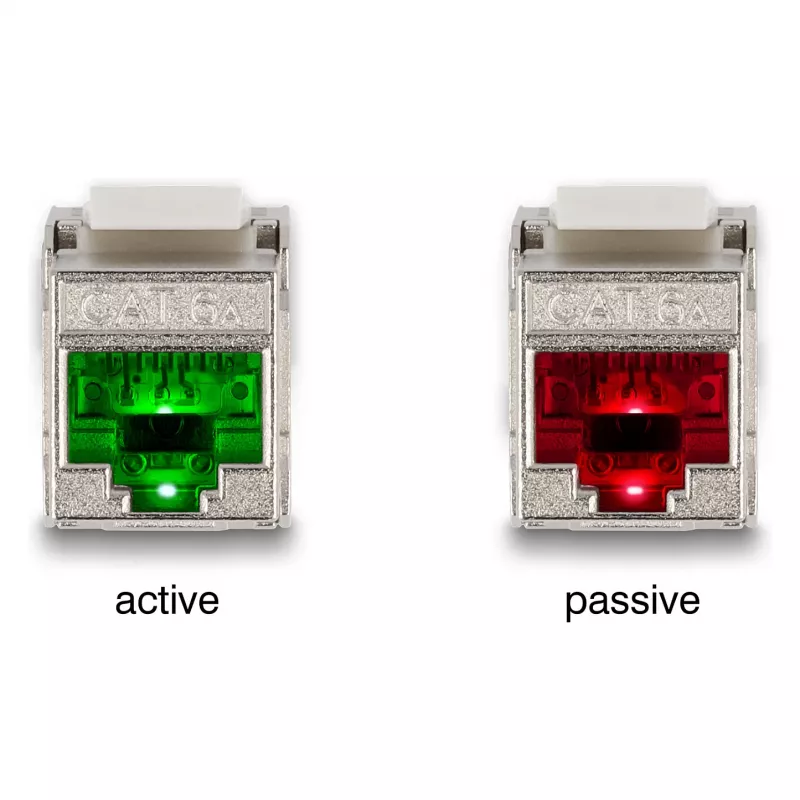 DeLOCK Keystone Module RJ45 jack to LSA Cat.6A with LED Silver White