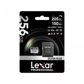 Memory card microSD 256GB C10 A2 U3 V30 205/150MB/s Silver Plus