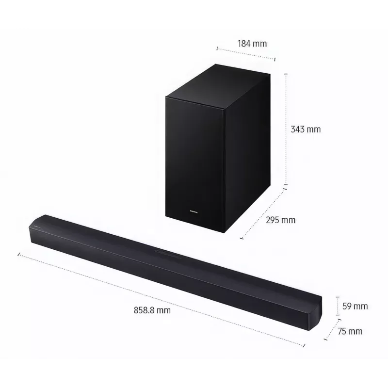 Soundbar Samsung HW-B450F/EN 2.1‑ch Bluetooth with Wireless Subwoofer, 300 W RMS, Dolby Audio, ARC