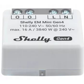 Smart relay Shelly Relay EM Mini Gen4 1-channel Wi‑Fi Matter Zigbee Bluetooth 8A, 110–240V, energy meter