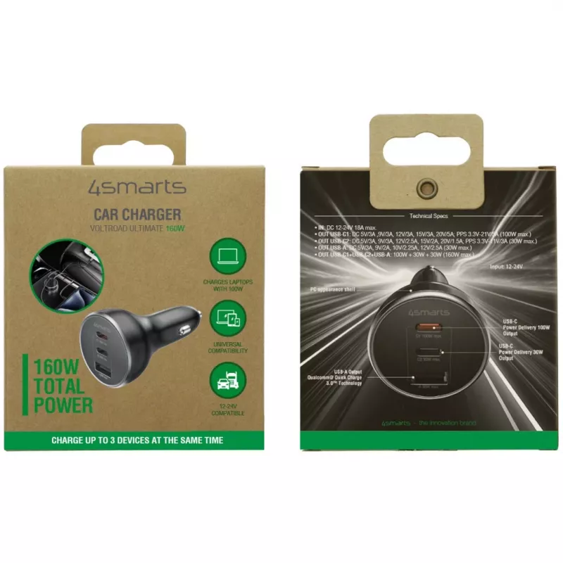 4smarts Vehicle Charger VoltRoad Ultimate 160W black (541224)