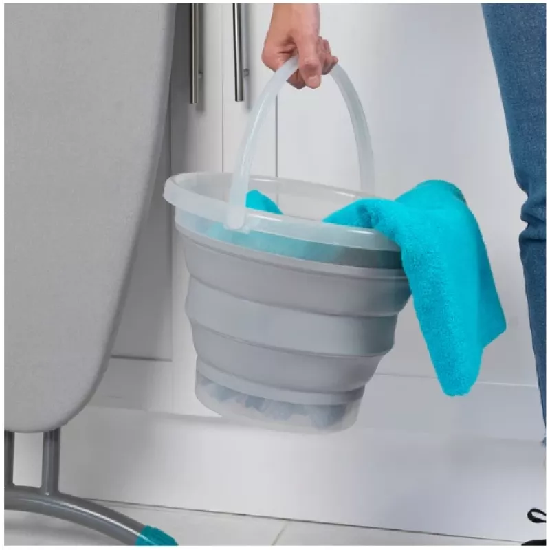 Collapsible bucket Beldray LA084354GRYBEU7 10 L, foldable silicone body, glitter design