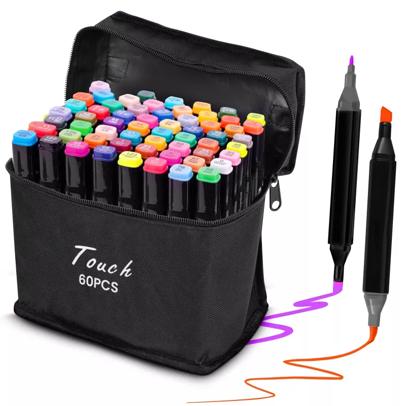 Extralink alcohol marker set, 60 colors, double tips