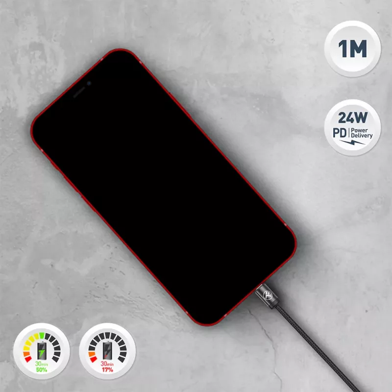 USB-C to Lightning cable Tellur TLL155781 — 1 m, 3A