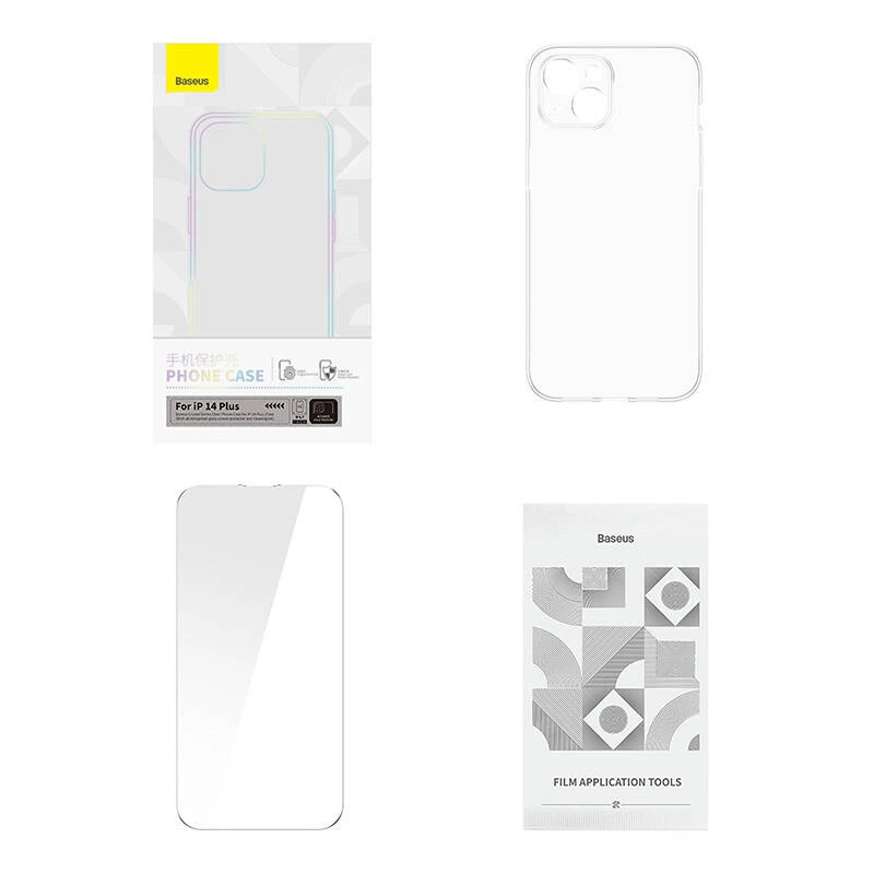 Protective case Baseus Crystal Series for iPhone 14 Plus with tempered glass back